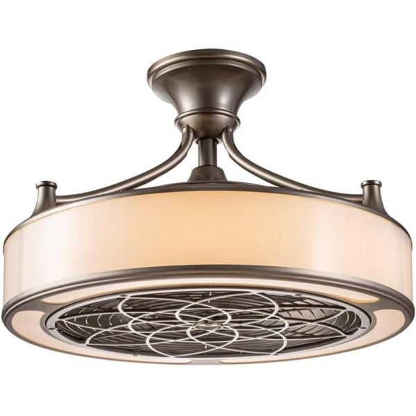 Windara - Ventilador de techo LED de 22 pulgadas para interior/exterior de níquel cepillado con kit de luces y control remoto - Imagen 6