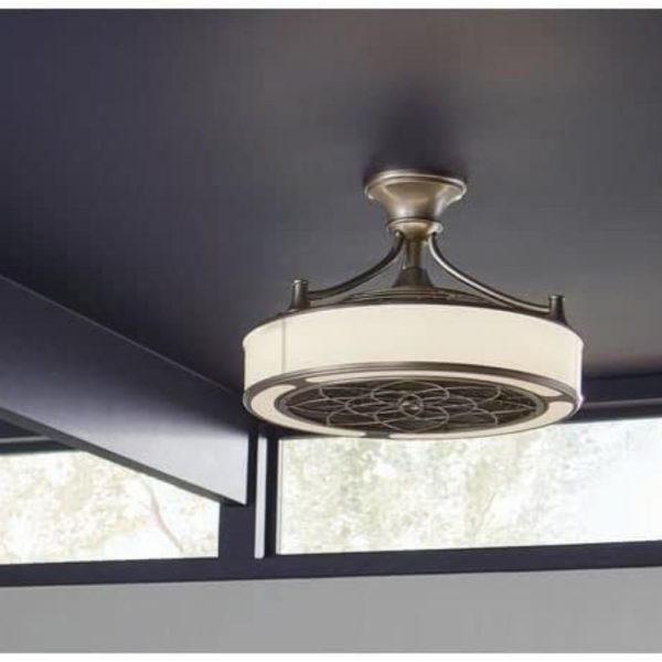 Windara - Ventilador de techo LED de 22 pulgadas para interior/exterior de níquel cepillado con kit de luces y control remoto