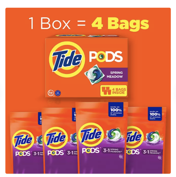 Tide PODS Paquetes de detergente líquido para ropa, Spring Meadow (156 pzas.) - Imagen 2