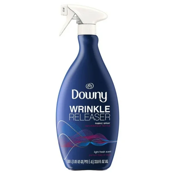 Downy Spray liberador de arrugas y refrescante para telas, alternativa al almidón, aroma fresco ligero, 33.8 fl oz