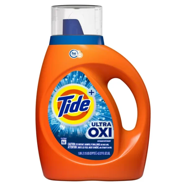 Tide Ultra Oxi Liquid  Detergente para ropa, 24 cargas, 37 onzas líquidas