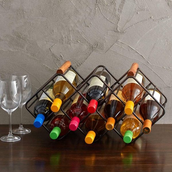 Gourmet Basics by Mikasa Estante de almacenamiento de vino apilable de metal para 12 botellas, color negro antiguo
