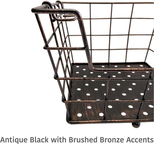 Gourmet Basics by Mikasa Ferme - Cesta metálica de 4 niveles para almacenamiento de frutas/hogar, color negro antiguo - Imagen 5