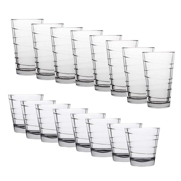 Anchor Hocking Juego de vasos giratorios de 16 piezas, transparente 8-12 oz/8-15,7 oz - Imagen 3