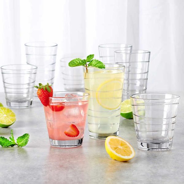 Anchor Hocking Juego de vasos giratorios de 16 piezas, transparente 8-12 oz/8-15,7 oz
